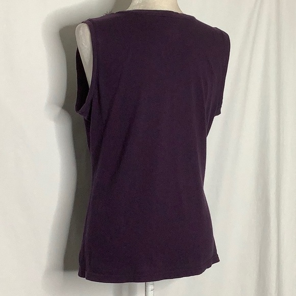 Gap Sleeveless Purple T-Shirt With Fringe Ruffle Detail Size L - Picture 2 of 10